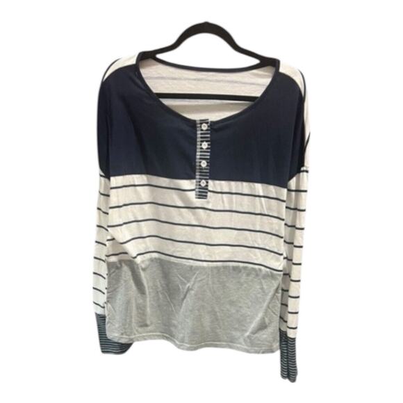 SHEIN Striped Print Colorblock Drop Shoulder Tee Multicolor Ladies Size XL - Picture 1 of 5